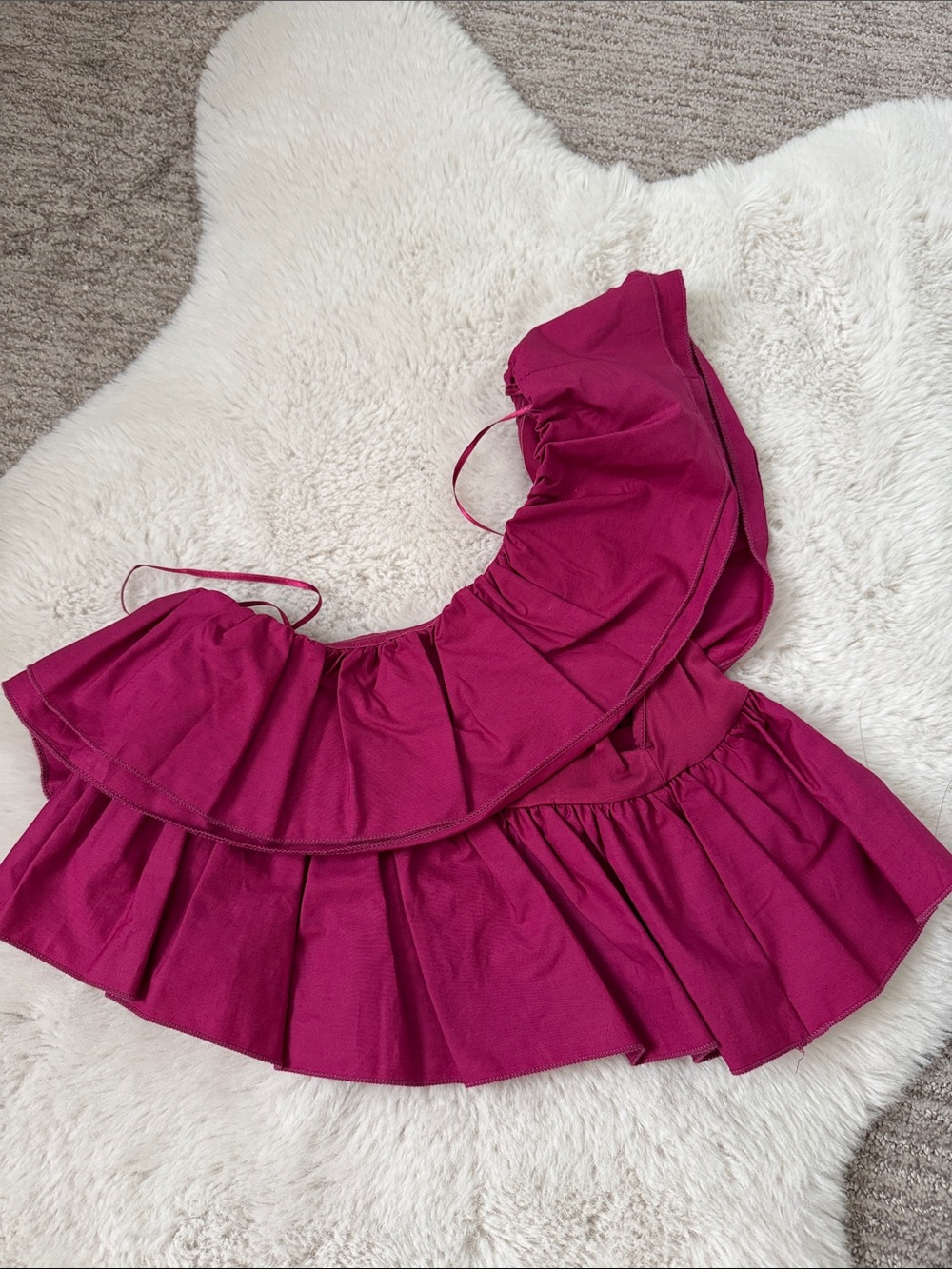 Zara Deep Pink Ruffled Off-Shoulder Top - Picture 3 of 3